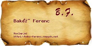 Bakó Ferenc névjegykártya
