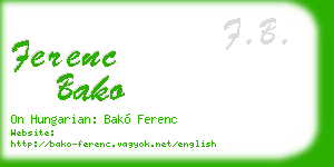 ferenc bako business card